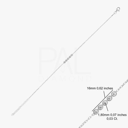 5 Stones Diamond Bracelet, 18k Solid Gold Diamond Bracelet, 14k Gold Diamond Bracelet for Women, Bezel Setting Dainty Diamond Bracelet