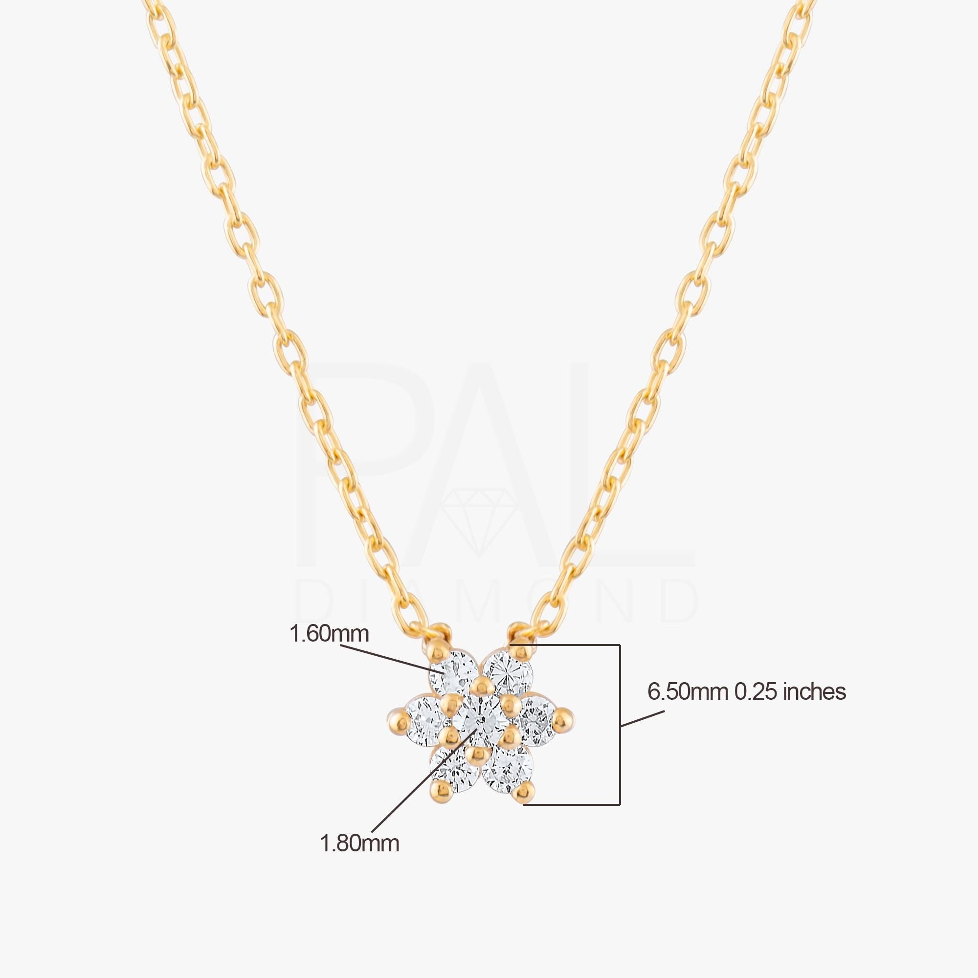 18k Diamond Flower Necklace, 14k Solid Gold Natural Diamond Flower Pendant, Mini Flower Necklace, Daisy Necklace, Dainty Flower Necklace