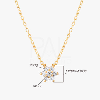 18k Diamond Flower Necklace, 14k Solid Gold Natural Diamond Flower Pendant, Mini Flower Necklace, Daisy Necklace, Dainty Flower Necklace