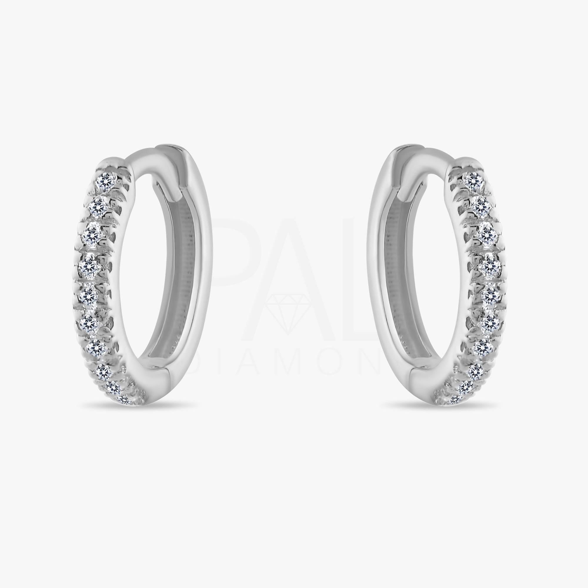 18k Diamond Mini Huggie Earrings, 14k Gold Hoop Earrings, Diamond Tiny Hoop Earrings, Diamond Hoop Tragus, Diamond Cartilage Hoop Earrings
