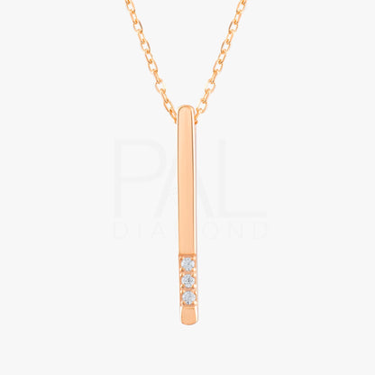 18k Big Size Diamond Bar Necklace, 14k Solid Gold Diamond Bar Necklace, Natural Diamond Rectangular Shaped Bar Necklace, Vertical Necklace