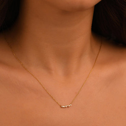 18k Solid Gold Cluster, Daily Diamond Necklace, 14k Diamond Baguette Necklace, Baguette and Round Diamond Necklace, Dainty Cluster Necklace
