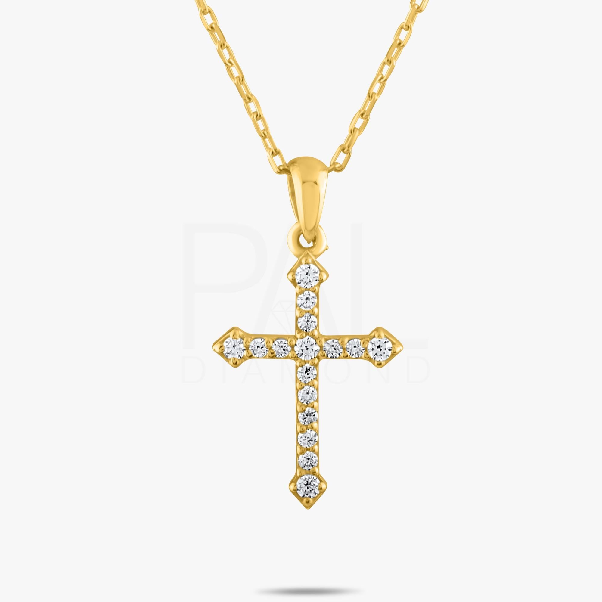 18k Solid Gold Natural Diamond Cross Necklace, 14k Christian Faith Pendant, Religious Diamond Necklace, Dainty Cross Necklace for Women