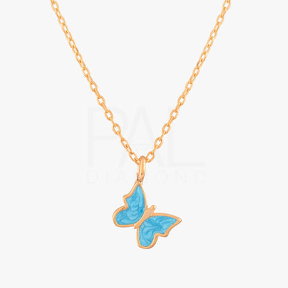 18k Solid Gold Butterfly Necklace, 14k Enamel Butterfly Gold Necklace, Dainty Butterfly Necklace, Butterfly Pendant, Daily Butterfly Pendant