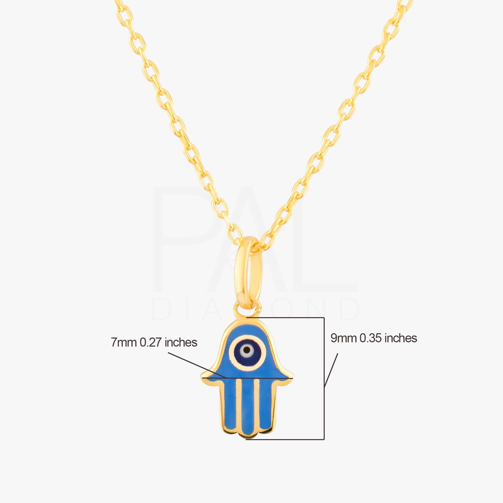 18k Hamsa Necklace, 14k Solid Gold Evil Eye Hamsa Necklace, Hand of Fatima Necklace, Gold Fatima Pendant, Good Luck Necklace Jewelry