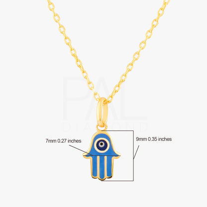18k Hamsa Necklace, 14k Solid Gold Evil Eye Hamsa Necklace, Hand of Fatima Necklace, Gold Fatima Pendant, Good Luck Necklace Jewelry