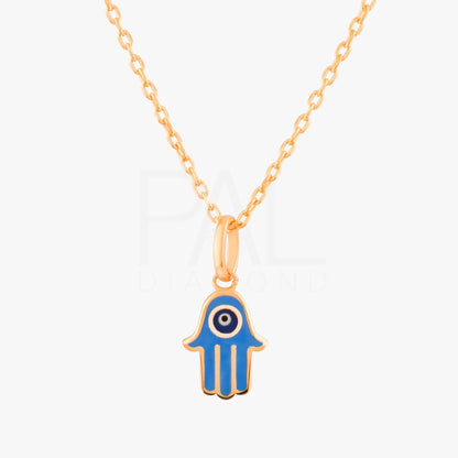 18k Hamsa Necklace, 14k Solid Gold Evil Eye Hamsa Necklace, Hand of Fatima Necklace, Gold Fatima Pendant, Good Luck Necklace Jewelry