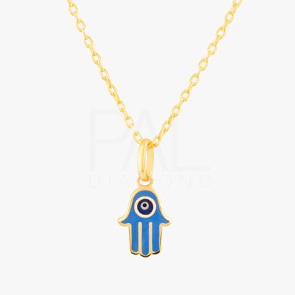 18k Hamsa Necklace, 14k Solid Gold Evil Eye Hamsa Necklace, Hand of Fatima Necklace, Gold Fatima Pendant, Good Luck Necklace Jewelry