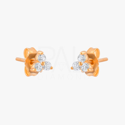 18k Gold 3 Stones Diamond Earrings, Diamond Trio Earrings, 14k Solid Gold Diamond Cluster Earrings, Real Diamond Stud Trio Earrings