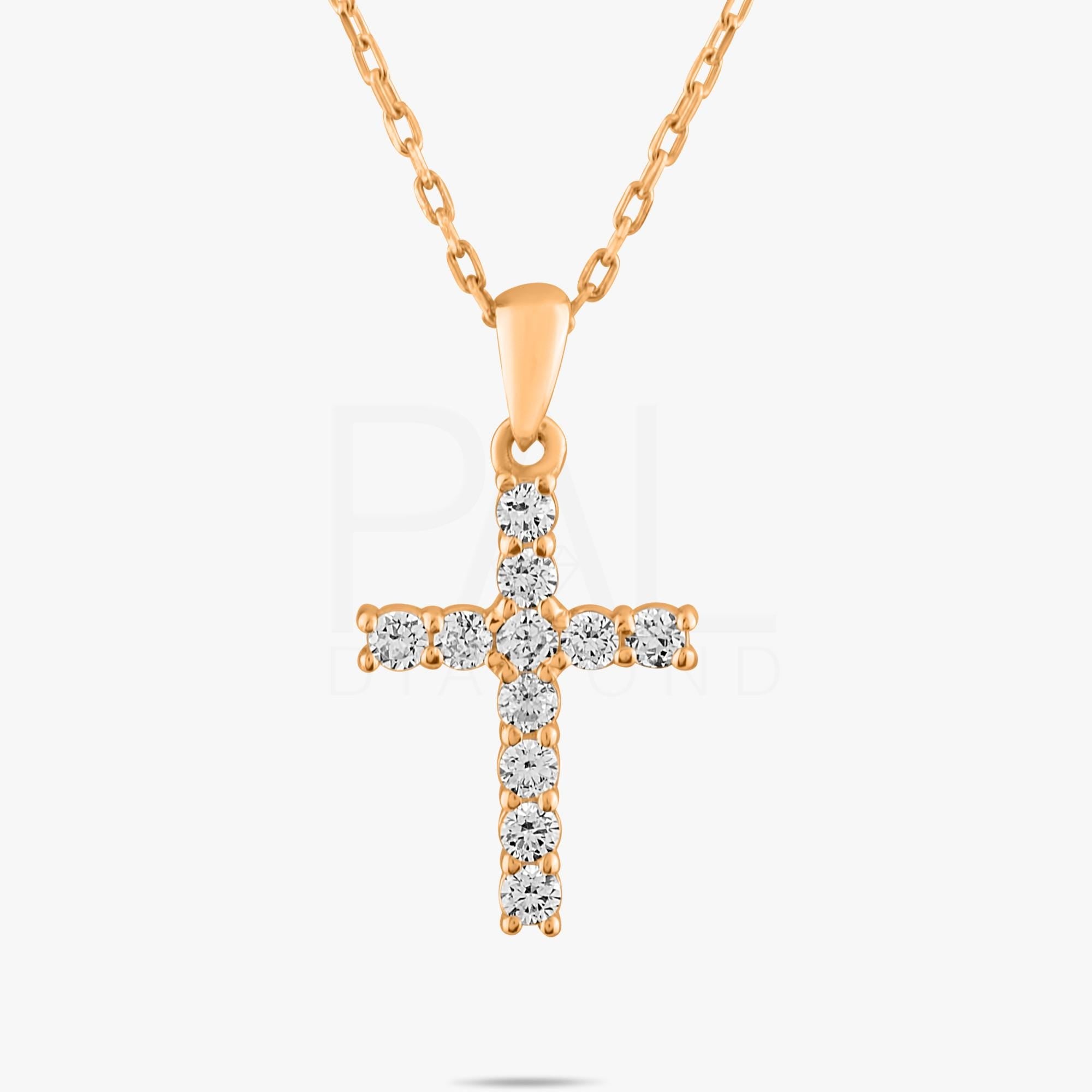18k Diamond Cross Necklace, Diamond, 14k Solid Gold Cross Necklace, Religious Diamond Necklace, Cross Pendant, Diamond Christian Necklace