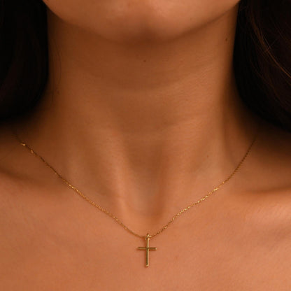18k Gold Cross Necklace, 14k Solid Gold Cross Necklace for Women, Gold Cross Necklace for  Men, Solid Gold Religious Jewelry, Cross Pendant