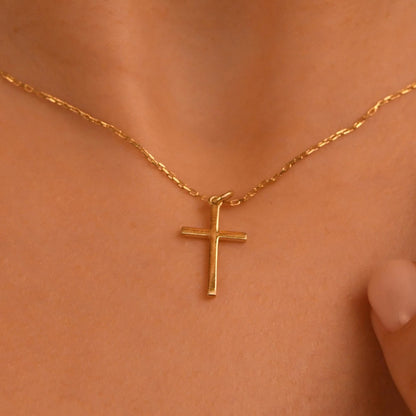 18k Gold Cross Necklace, 14k Solid Gold Cross Necklace for Women, Gold Cross Necklace for  Men, Solid Gold Religious Jewelry, Cross Pendant