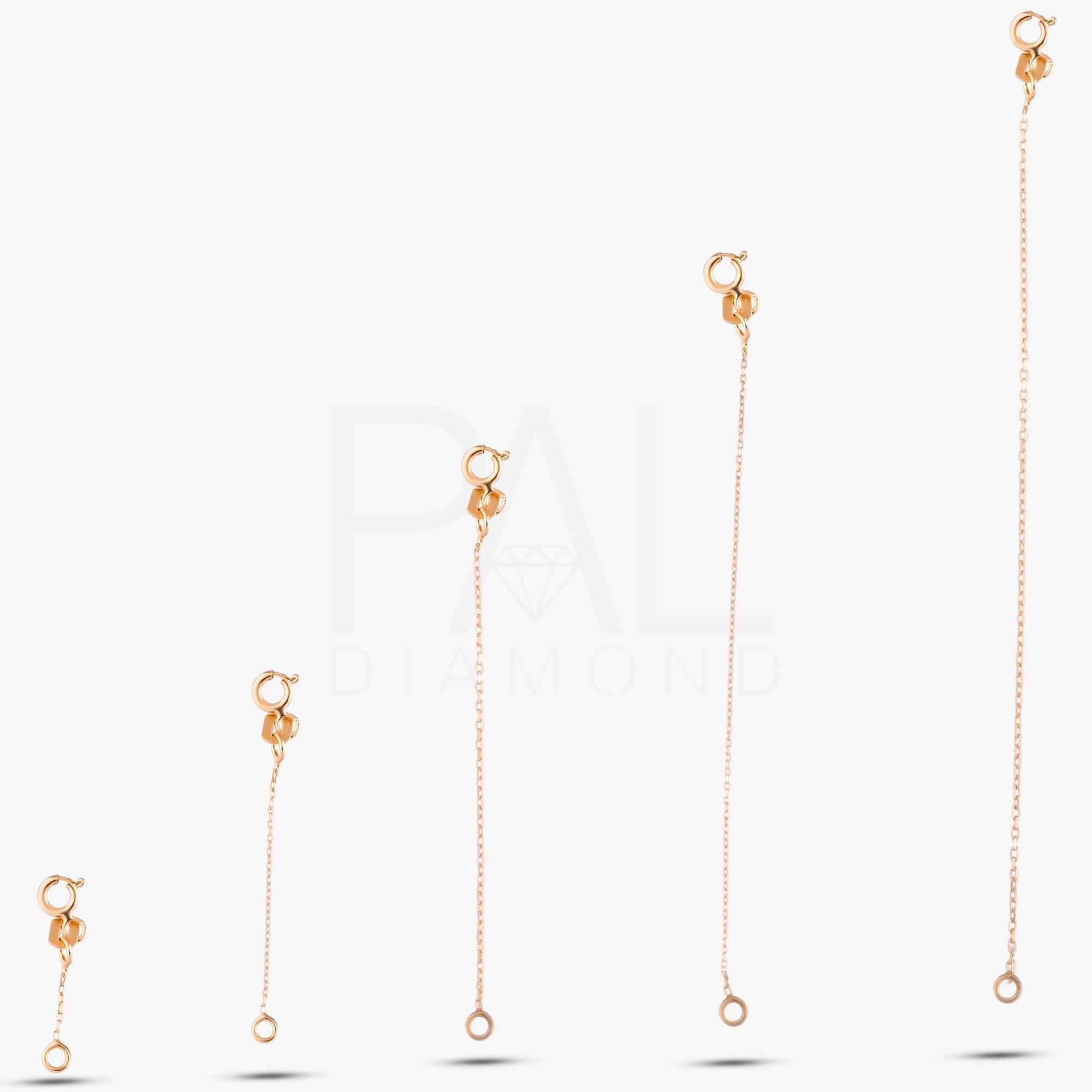 18k Solid Gold Chain Extender, 14k Adjustable Chain Extender, Removable Chain Extender for Necklace, Round Clasp Chain Extender