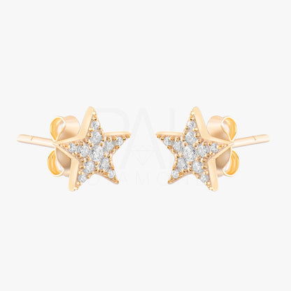 18k Solid Gold Diamond Star Earrings, 14k Solid Gold Mini Star Stud Earrings, Mini Gold Star Earrings, Natural Diamond Star Earrings