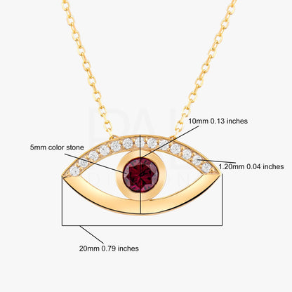 18k Diamond Evil Eye Ruby Necklace, 14k Solid Gold Sapphire Evil Eye Necklace, Emerald Evil Eye Necklace, Nazar Necklace, Evil Eye Jewelry