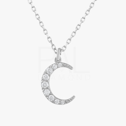 18k Solid Gold Diamond Crescent Necklace, 14k Diamond Moon Necklace, Mini Crescent Pendant, Dainty Crescent Necklace, Celestial Necklace