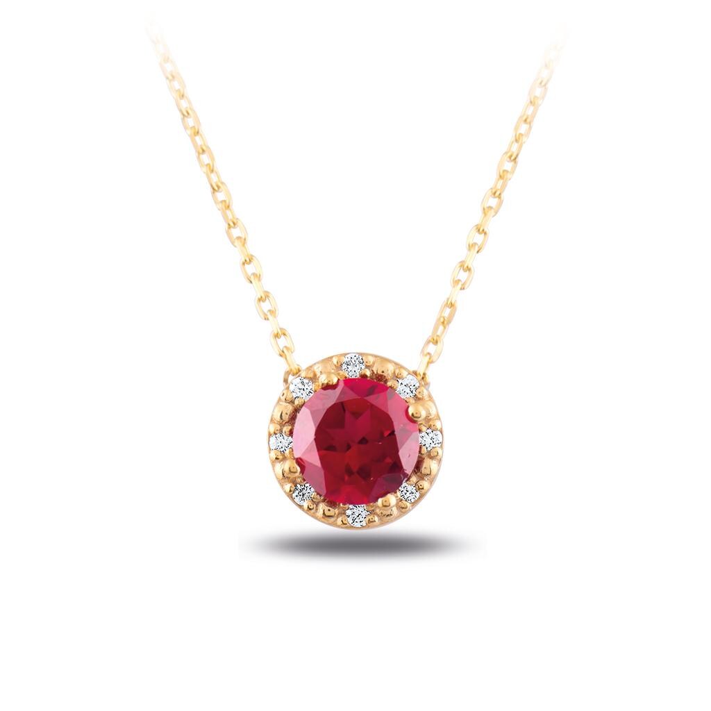 18k Diamond Ruby Necklace, Emerald Diamond Necklace, Sapphire Diamond Necklace, 14k Solid Gold Ruby Necklace, Color Stone Diamond Necklace