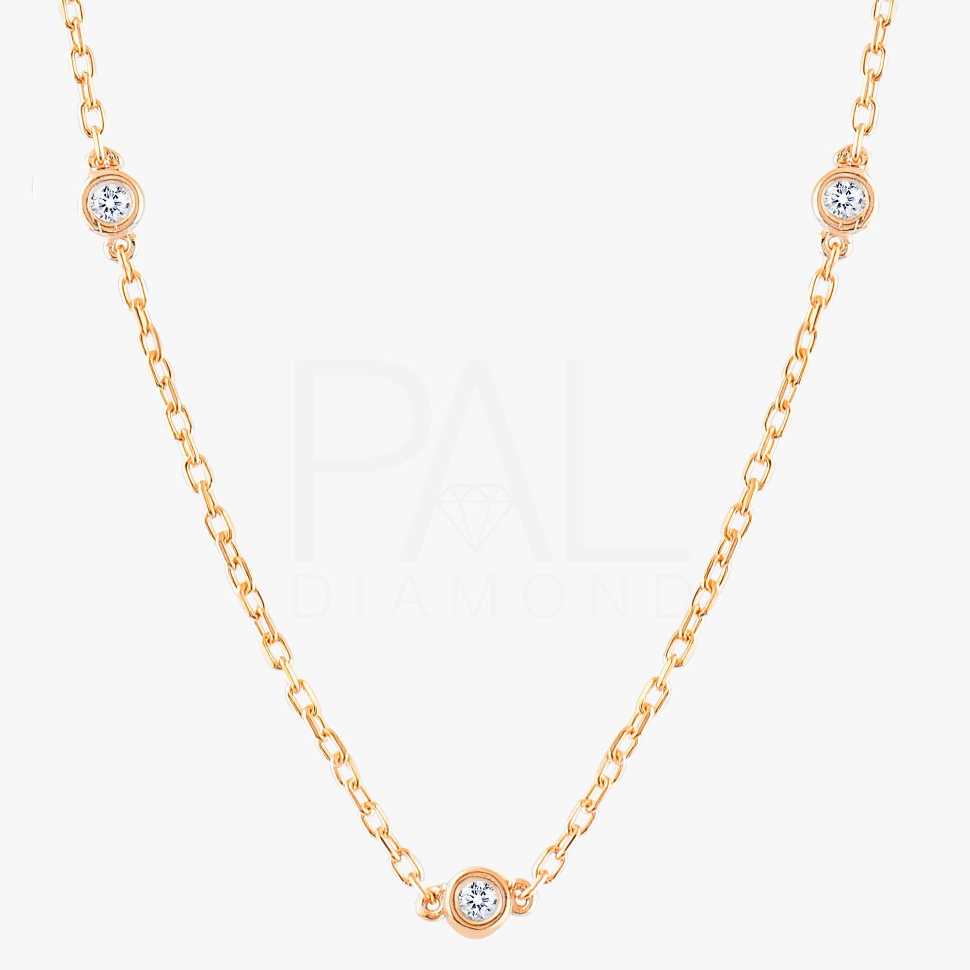 18k Diamond Solitaire Necklace, 14k Solid Gold 3 Stones Diamond Necklace, Bezel Setting Solitaire Diamond Necklace, Solitaire Gold Necklace