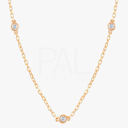 18k Diamond Solitaire Necklace, 14k Solid Gold 3 Stones Diamond Necklace, Bezel Setting Solitaire Diamond Necklace, Solitaire Gold Necklace