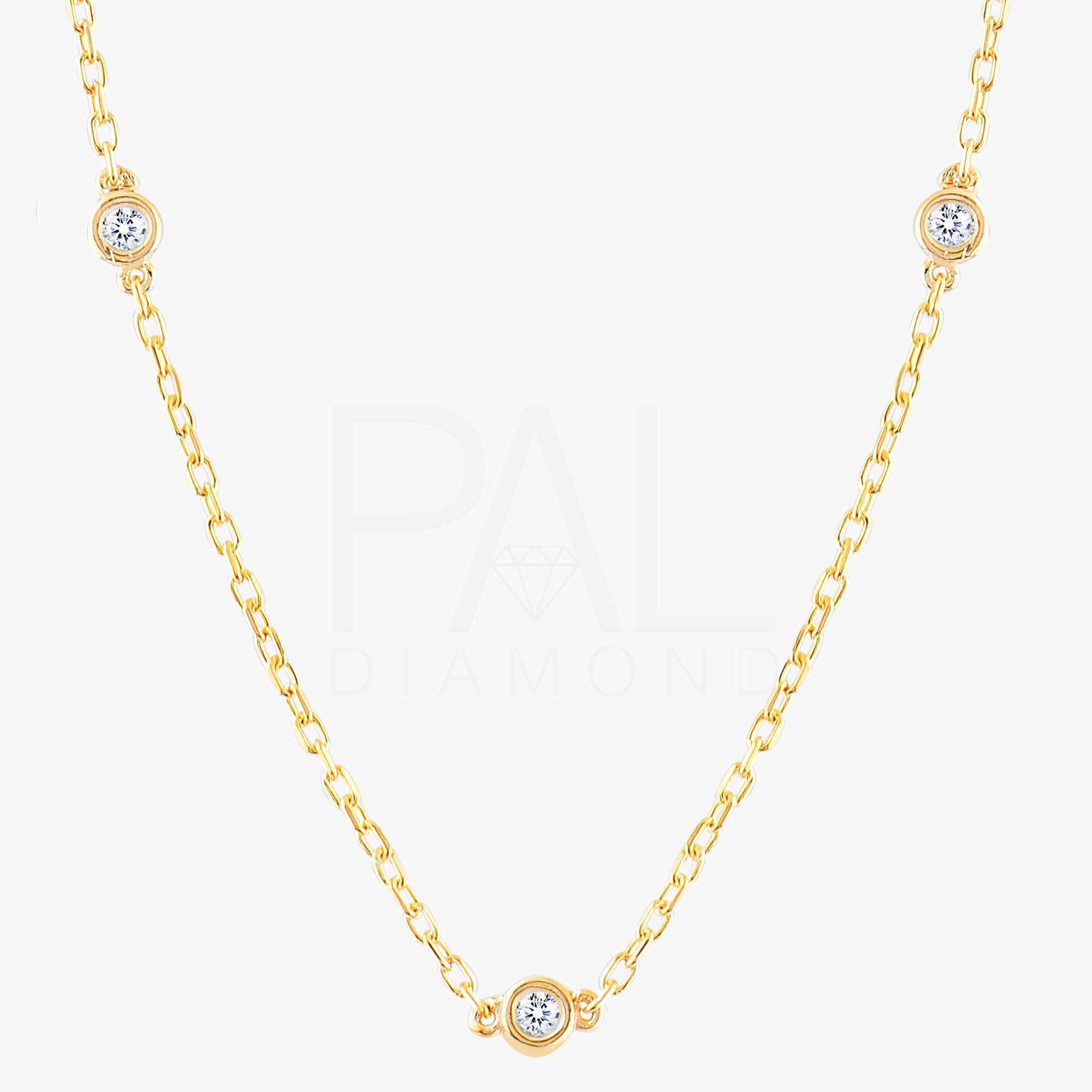 18k Diamond Solitaire Necklace, 14k Solid Gold 3 Stones Diamond Necklace, Bezel Setting Solitaire Diamond Necklace, Solitaire Gold Necklace