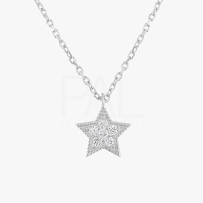 18k Diamond Star Necklace, 14k Gold Star Necklace, Diamond Star Charm Pendant, Solid Gold Diamond Celestial Necklace, Gift Diamond Necklace