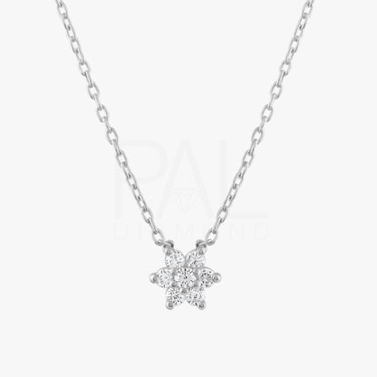 18k Diamond Flower Necklace, 14k Solid Gold Natural Diamond Flower Pendant, Mini Flower Necklace, Daisy Necklace, Dainty Flower Necklace