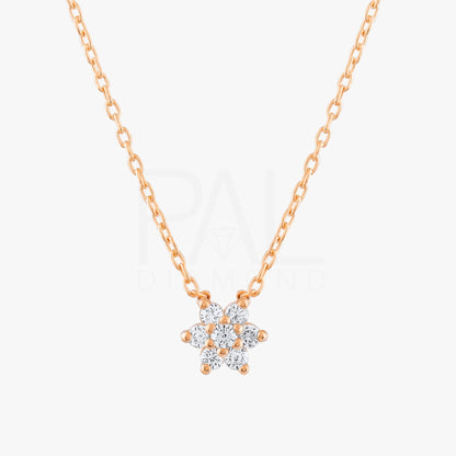 18k Diamond Flower Necklace, 14k Solid Gold Natural Diamond Flower Pendant, Mini Flower Necklace, Daisy Necklace, Dainty Flower Necklace