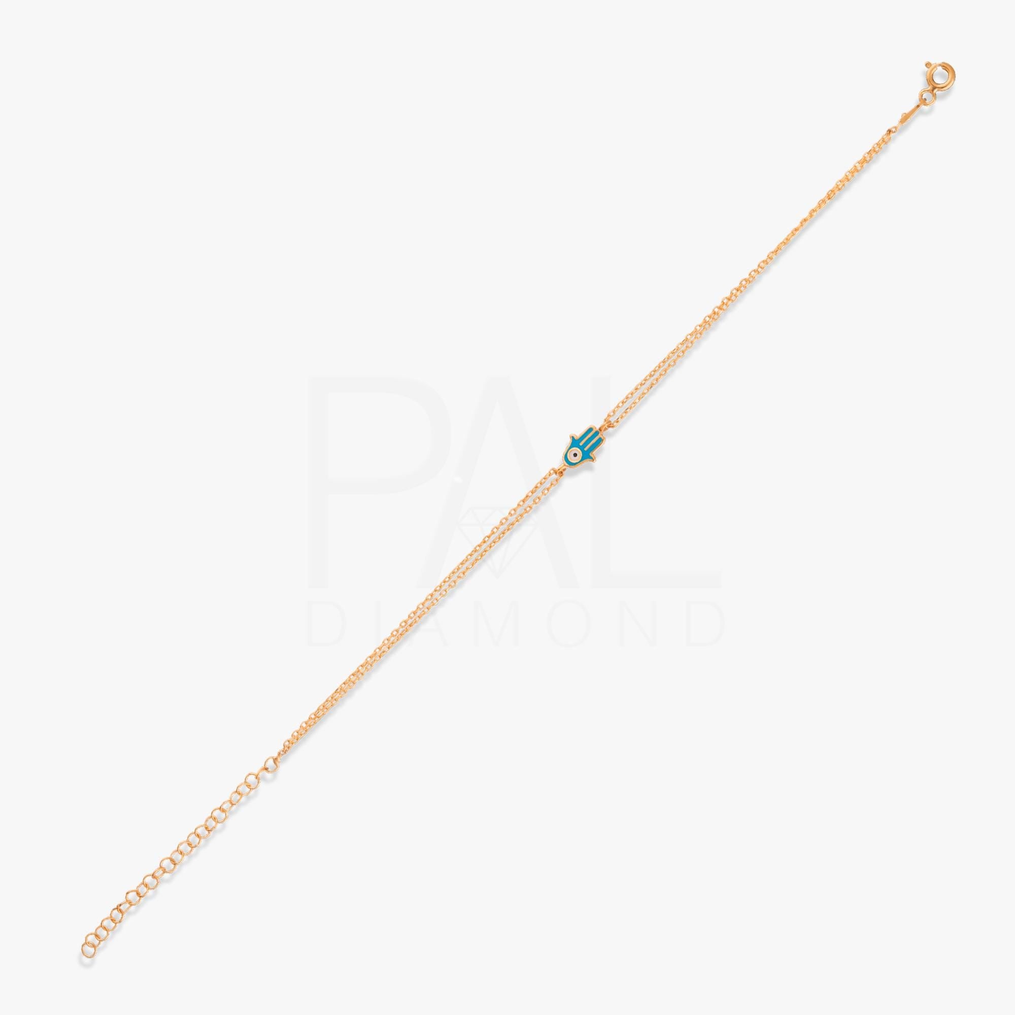 18k Hand of Fatima Bracelet, 14k Solid Gold Hamsa Bracelet, Gold Evil Eye Bracelet, Real Gold Enamel Good Luck Bracelet, Lucky Bracelet