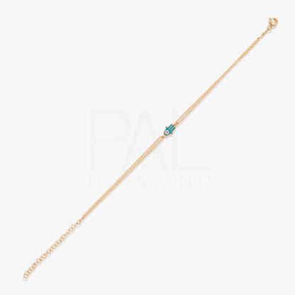 18k Hand of Fatima Bracelet, 14k Solid Gold Hamsa Bracelet, Gold Evil Eye Bracelet, Real Gold Enamel Good Luck Bracelet, Lucky Bracelet