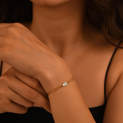 18k Hand of Fatima Bracelet, 14k Solid Gold Hamsa Bracelet, Gold Evil Eye Bracelet, Real Gold Enamel Good Luck Bracelet, Lucky Bracelet