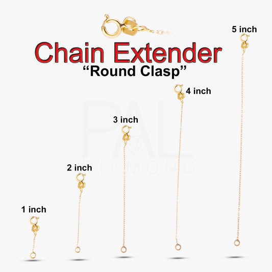 18k Solid Gold Chain Extender, 14k Adjustable Chain Extender, Removable Chain Extender for Necklace, Round Clasp Chain Extender