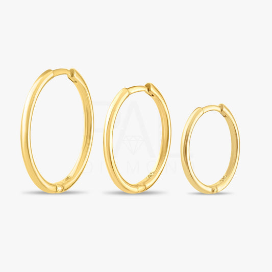 14k Solid Gold Hoop Earrings, Real Gold Hoop Earrings, Hinged Huggie Earrings, Gold Round Hoop Earrings, Gold Endless Thin Hoop Earrings