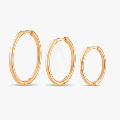 14k Solid Gold Hoop Earrings, Real Gold Hoop Earrings, Hinged Huggie Earrings, Gold Round Hoop Earrings, Gold Endless Thin Hoop Earrings