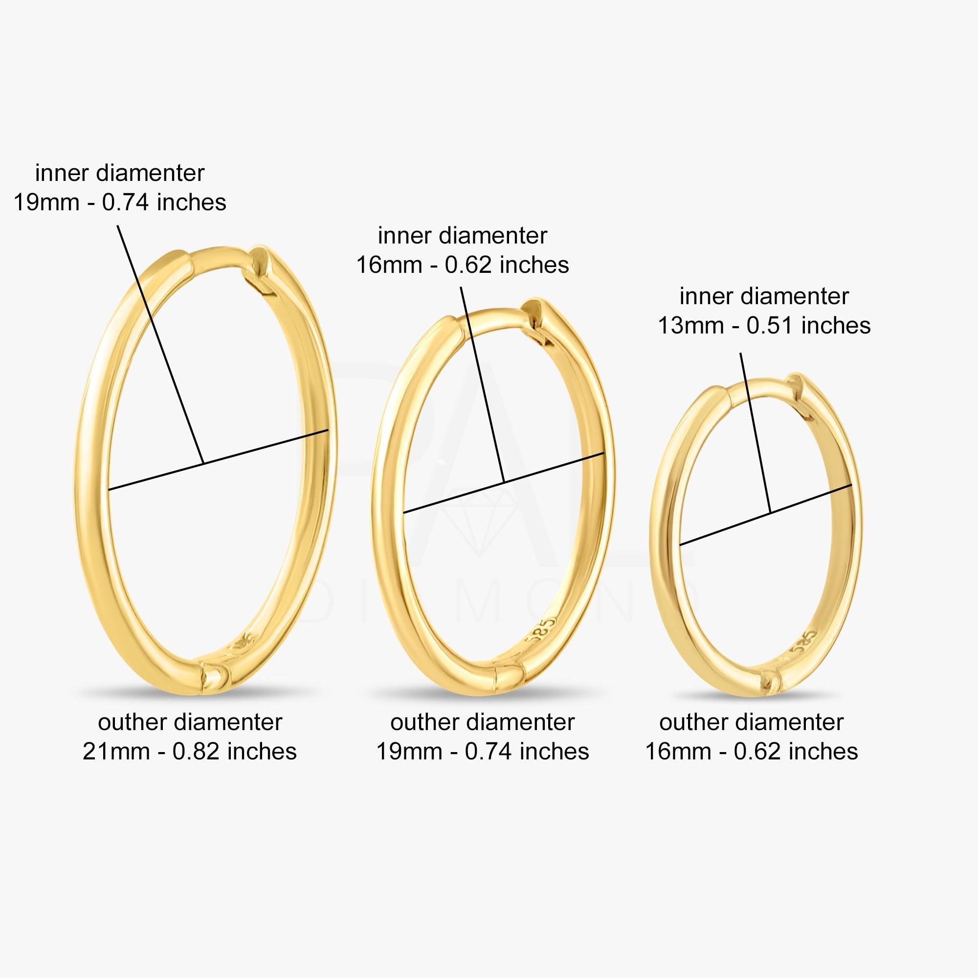 14k Solid Gold Hoop Earrings, Real Gold Hoop Earrings, Hinged Huggie Earrings, Gold Round Hoop Earrings, Gold Endless Thin Hoop Earrings