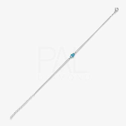 18k Hand of Fatima Bracelet, 14k Solid Gold Hamsa Bracelet, Gold Evil Eye Bracelet, Real Gold Enamel Good Luck Bracelet, Lucky Bracelet