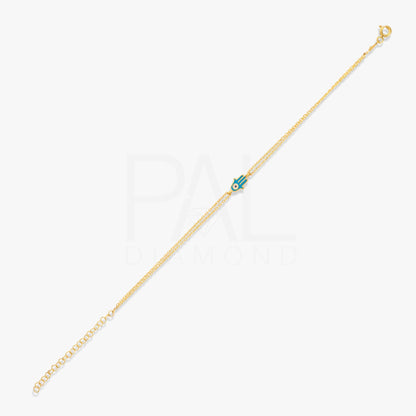 18k Hand of Fatima Bracelet, 14k Solid Gold Hamsa Bracelet, Gold Evil Eye Bracelet, Real Gold Enamel Good Luck Bracelet, Lucky Bracelet