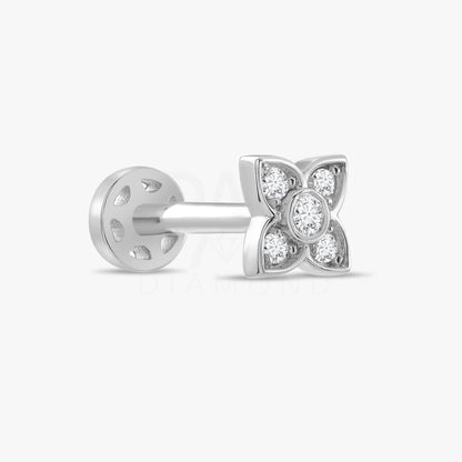 18k Gold Clover Diamond Tragus Piercing, 14k Gold Cartilage Diamond Tragus Earrings, Screw Back Tragus Earrings Jewelry, Clover Earrings