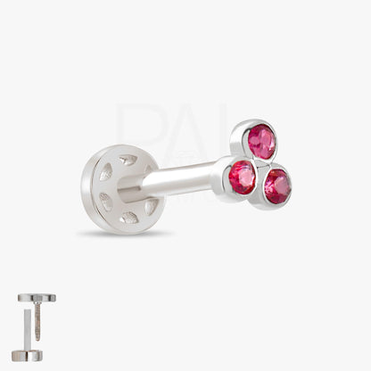 18k Gold Tragus Piercing, 14k Solid Gold Gold Tragus Piercing with Ruby Stone, Cartilage Tragus Piercing, Ruby Cartilage Tragus Earrings
