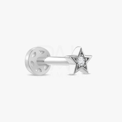 18k Diamond Mini Star Tragus Piercing, 14k Solid Gold Mini Celestial Star Tragus Earrings for Women, Dainty Diamond Star Cartilage Earring