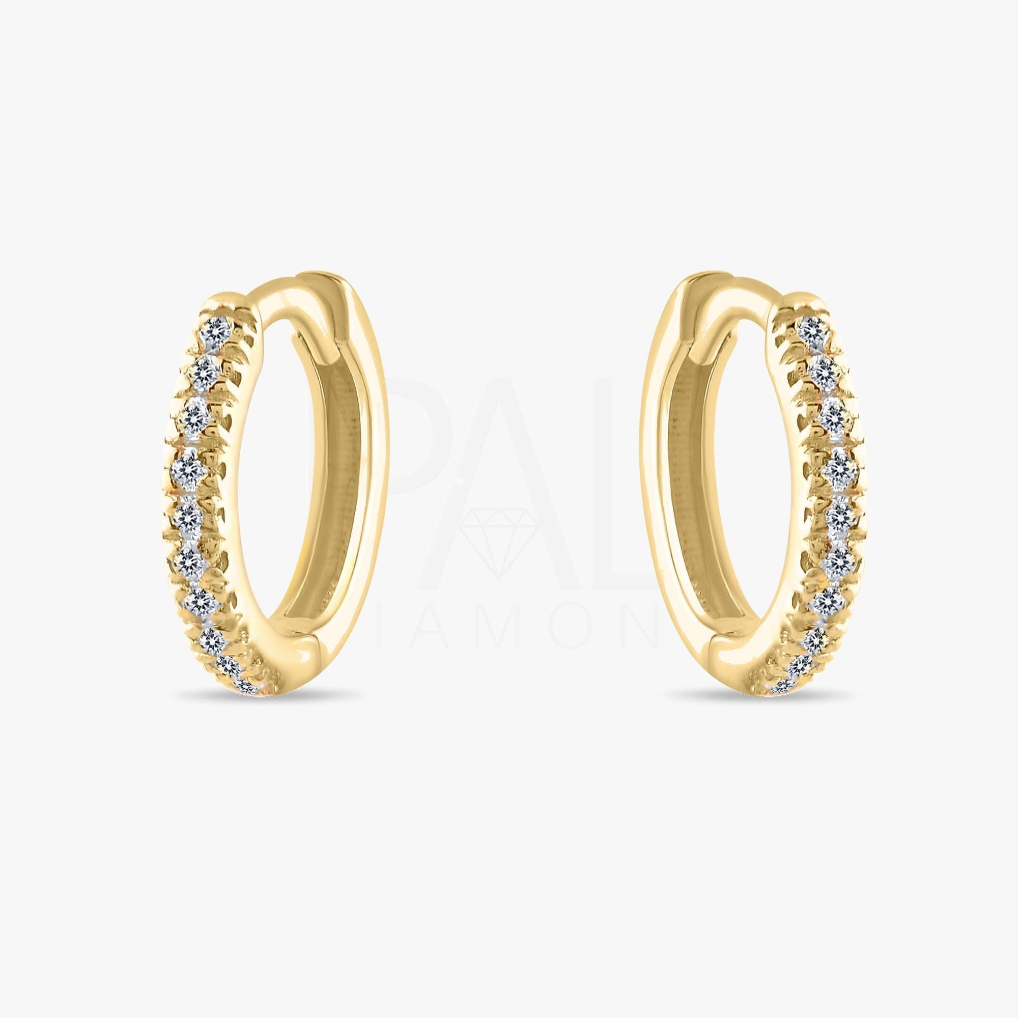 18k Diamond Mini Huggie Earrings, 14k Gold Hoop Earrings, Diamond Tiny Hoop Earrings, Diamond Hoop Tragus, Diamond Cartilage Hoop Earrings