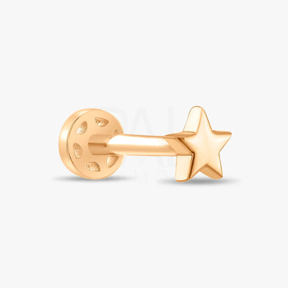 18k Solid Gold Star Tragus Earrings, 14k Real Gold Celestial Tragus Piercing, Dainty Gold Star Cartilage Screw Back Tragus Piercing Jewelry