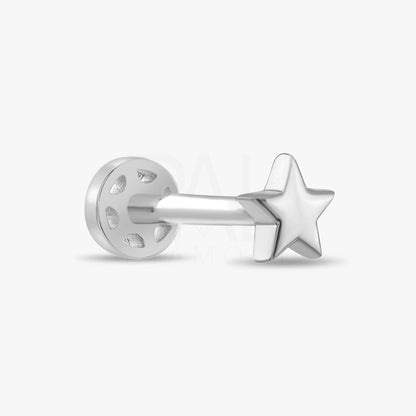 18k Solid Gold Star Tragus Earrings, 14k Real Gold Celestial Tragus Piercing, Dainty Gold Star Cartilage Screw Back Tragus Piercing Jewelry
