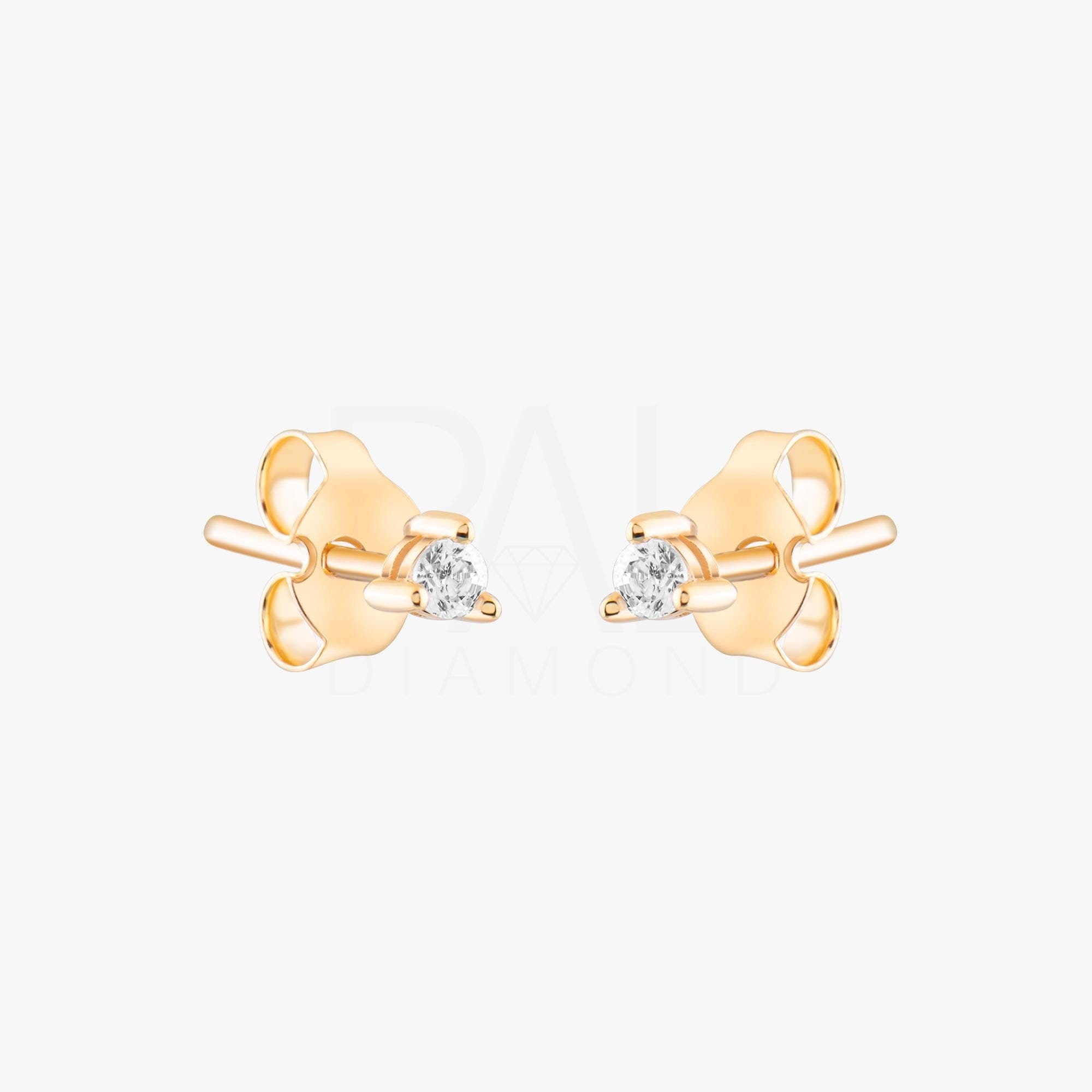 18K Diamond Solitaire Earrings, 14k Solid Gold Diamond Solitaire Earrings, Solitaire Stud Earrings, Diamond Cartilage Earrings, Gold Earring