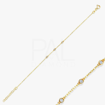 18k Diamond Solitaire Bracelet, 14k Solid Gold Bezel Setting Solitaire Bracelet, Dainty Diamond Layering Bracelet, Gold Adjustable Bracelet