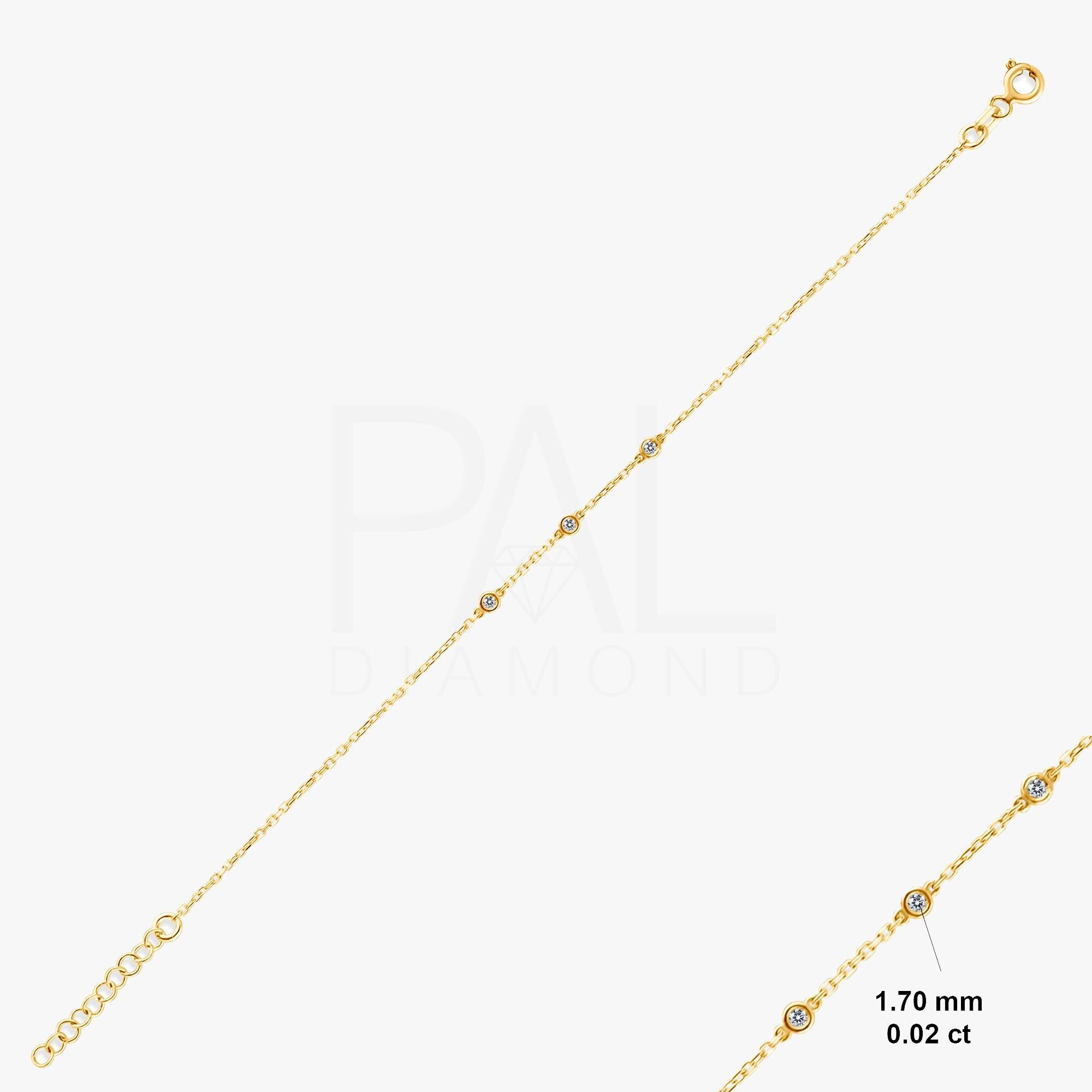 18k Diamond Solitaire Bracelet, 14k Solid Gold Bezel Setting Solitaire Bracelet, Dainty Diamond Layering Bracelet, Gold Adjustable Bracelet