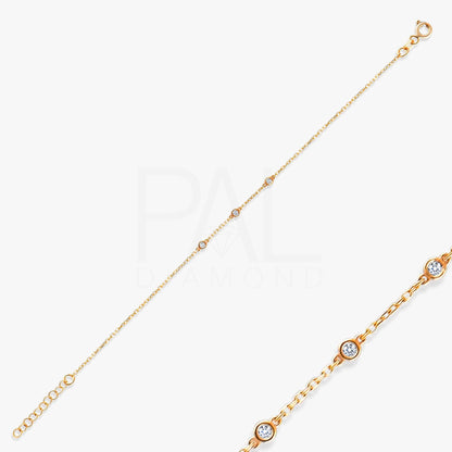 18k Diamond Solitaire Bracelet, 14k Solid Gold Bezel Setting Solitaire Bracelet, Dainty Diamond Layering Bracelet, Gold Adjustable Bracelet