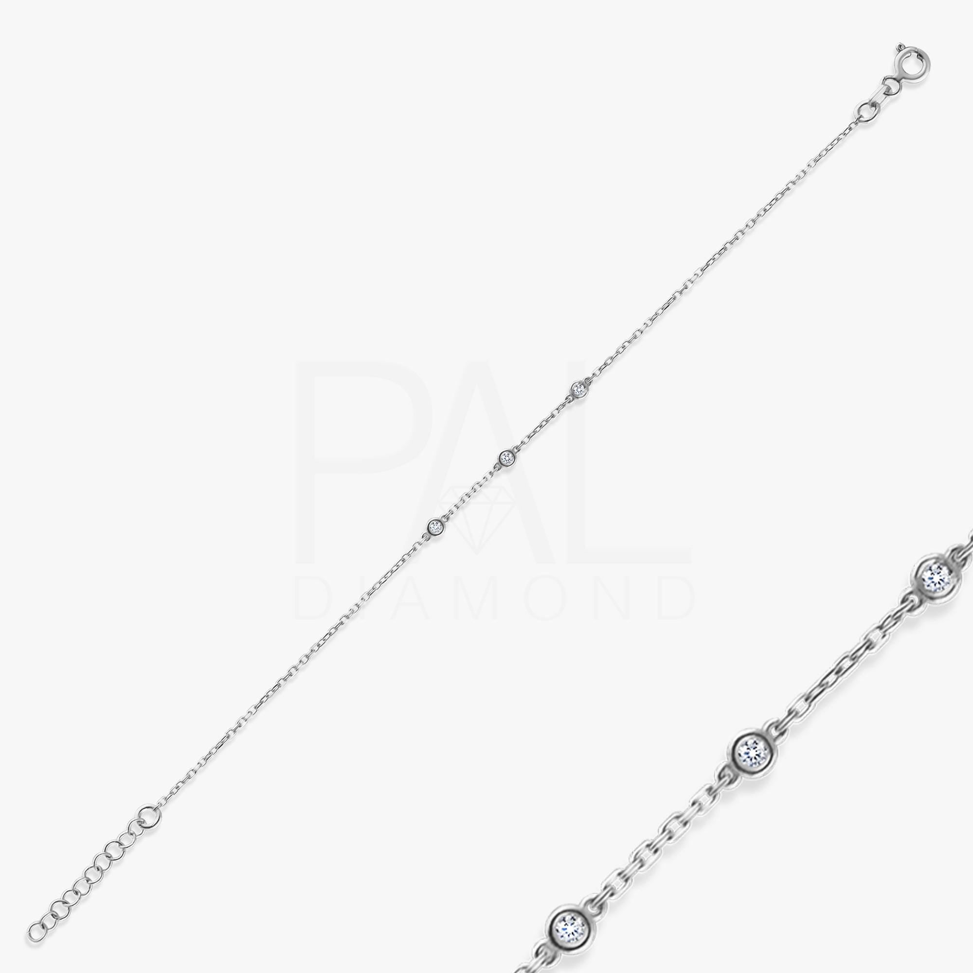 18k Diamond Solitaire Bracelet, 14k Solid Gold Bezel Setting Solitaire Bracelet, Dainty Diamond Layering Bracelet, Gold Adjustable Bracelet