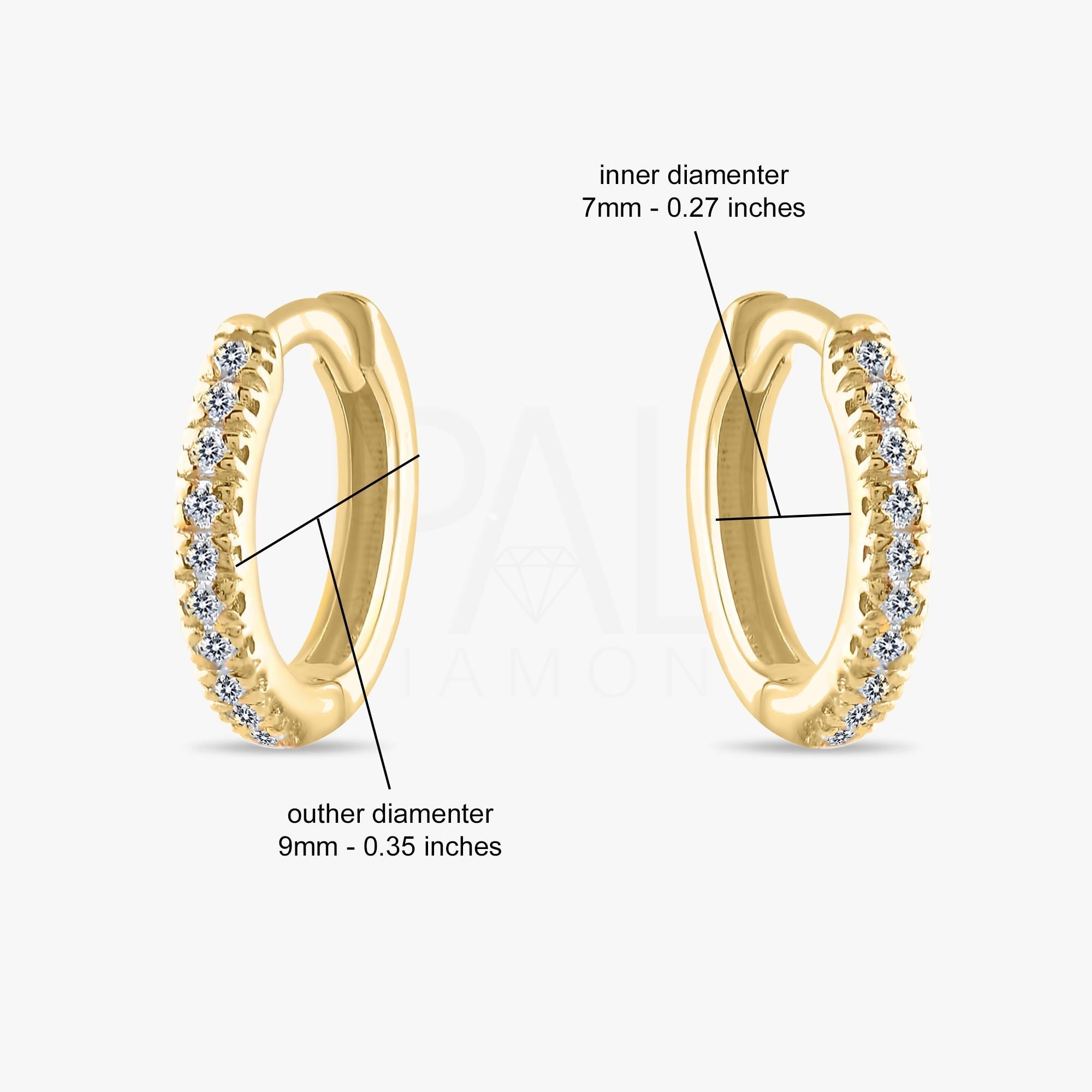 18k Diamond Mini Huggie Earrings, 14k Gold Hoop Earrings, Diamond Tiny Hoop Earrings, Diamond Hoop Tragus, Diamond Cartilage Hoop Earrings