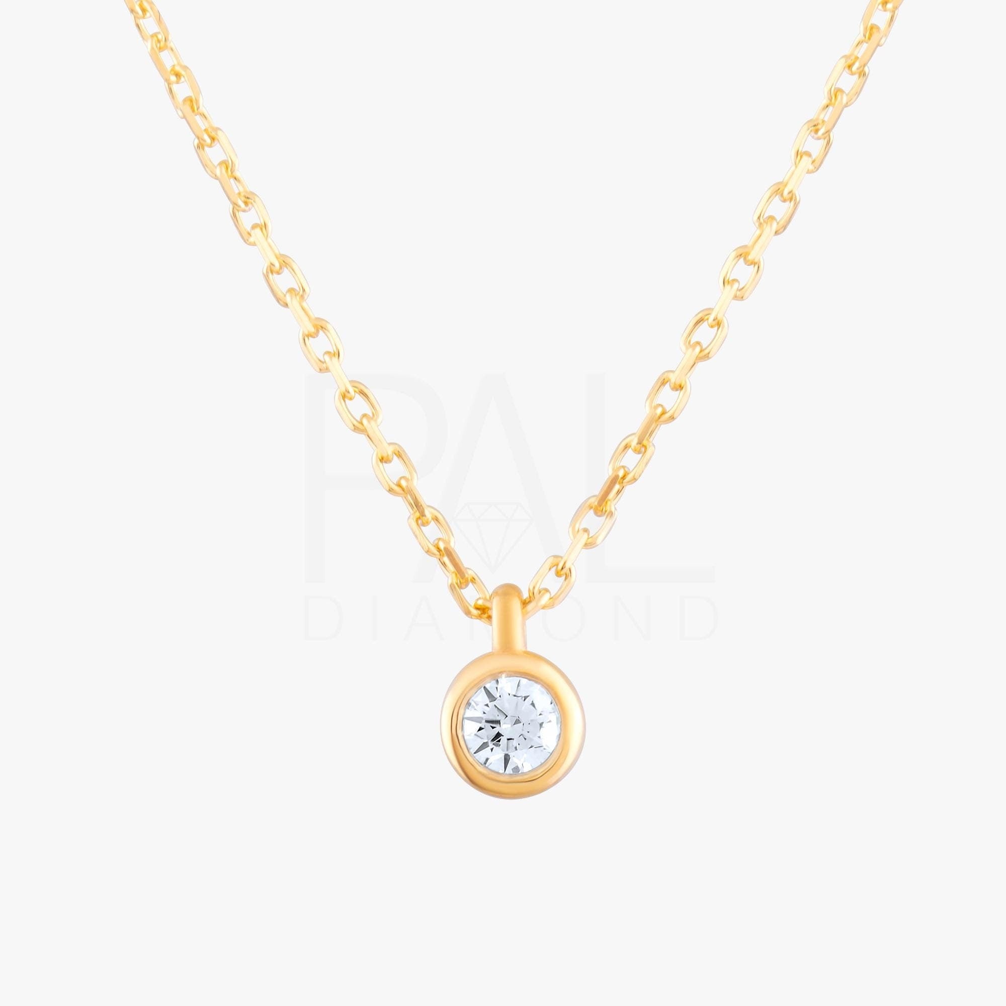 18k Diamond 0.08 Carat Solitaire Neklace, 14k Gold Dainty Diamond Solitaire Necklace, Bezel Setting Solitaire Necklace, Bridal Necklace