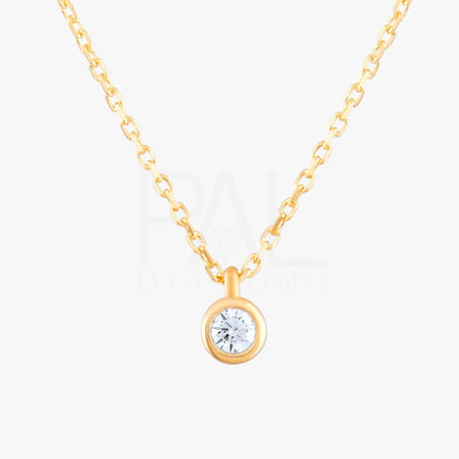 18k Diamond 0.08 Carat Solitaire Neklace, 14k Gold Dainty Diamond Solitaire Necklace, Bezel Setting Solitaire Necklace, Bridal Necklace